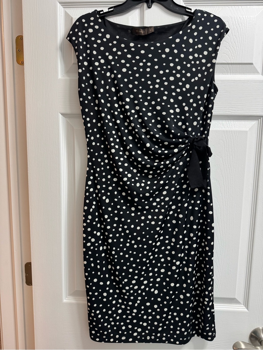 The Limited Black & White Polka Dot Side-Tie Sheath Dress